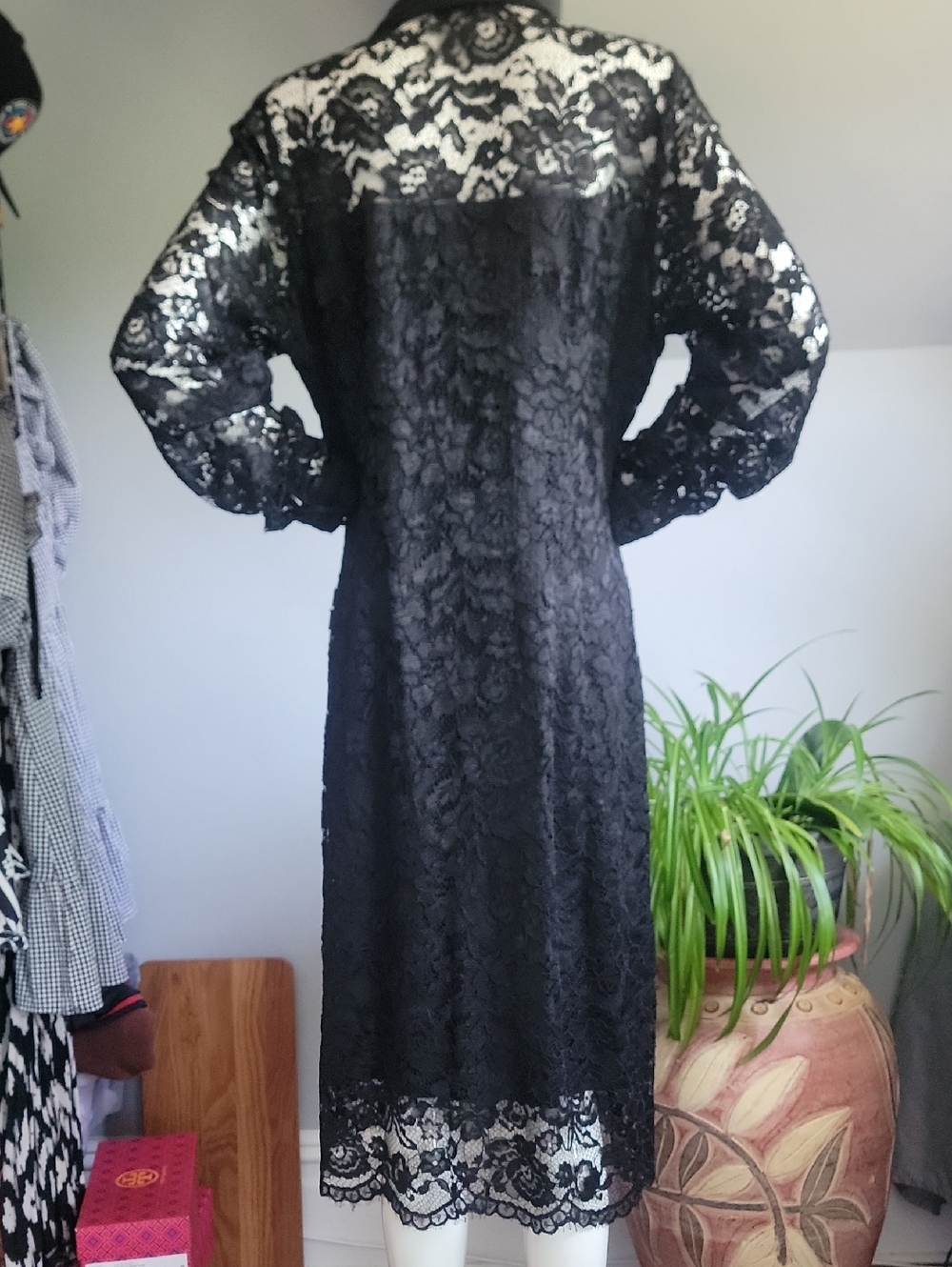 Nanette Lepore Black Lace Butyon-Front Midi Dress • Size 12 - Picture 2 of 10